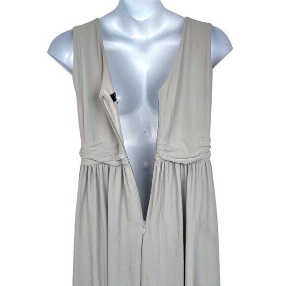 Lulus 3XL Grey Fromal Maxi Dress Gown Deep Side Slit V-Neckline Wrap Style EUC! - Picture 9 of 12
